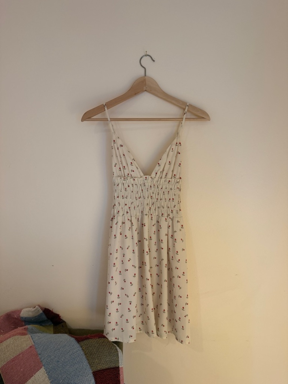 Prince Cream Mini Dress with Red Floral Print